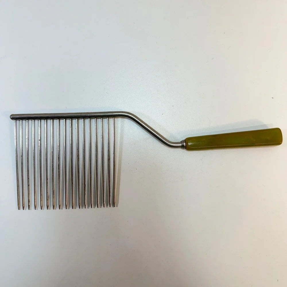 Vintage Angel Food Cake Cutter Breaker Bakelite Handle Green Stainless Steel